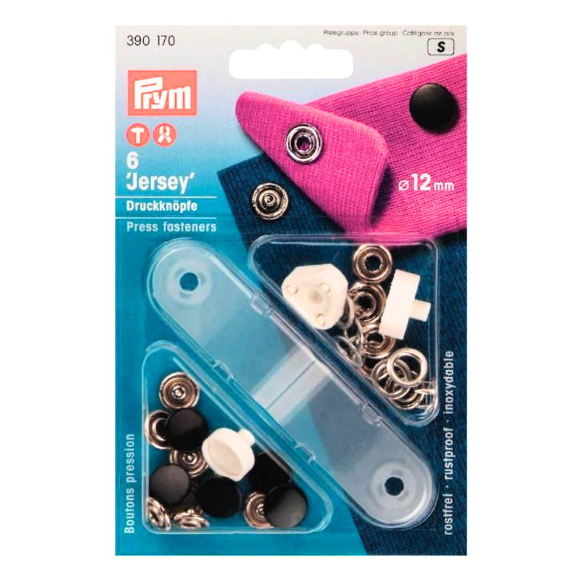 Prym 6 NF-Druckknopf Jersey glatte Kappe MS 12 mm - schwarz