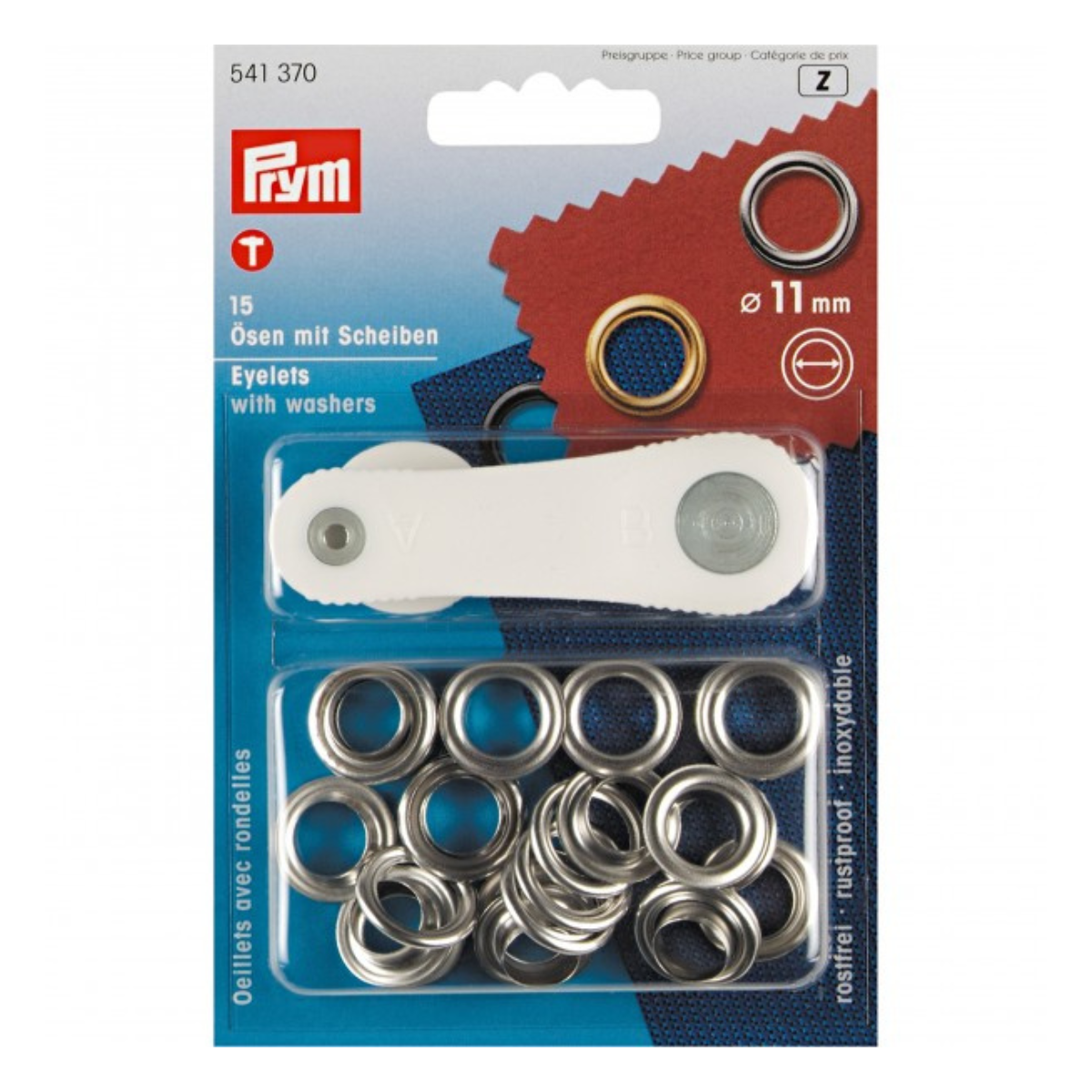 Ösen mit Scheiben 15 Stück/11mm Prym - silber
