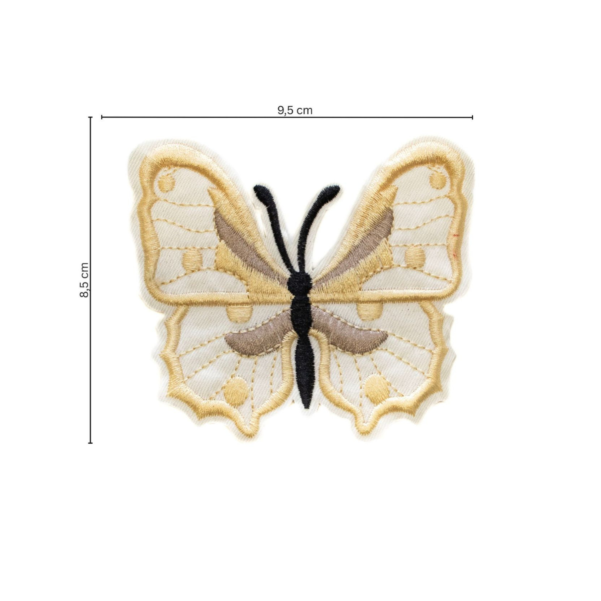 Stick-Applikation zum Aufnähen ca 9,5 cm x 8,5 cm - Schmetterling - creme