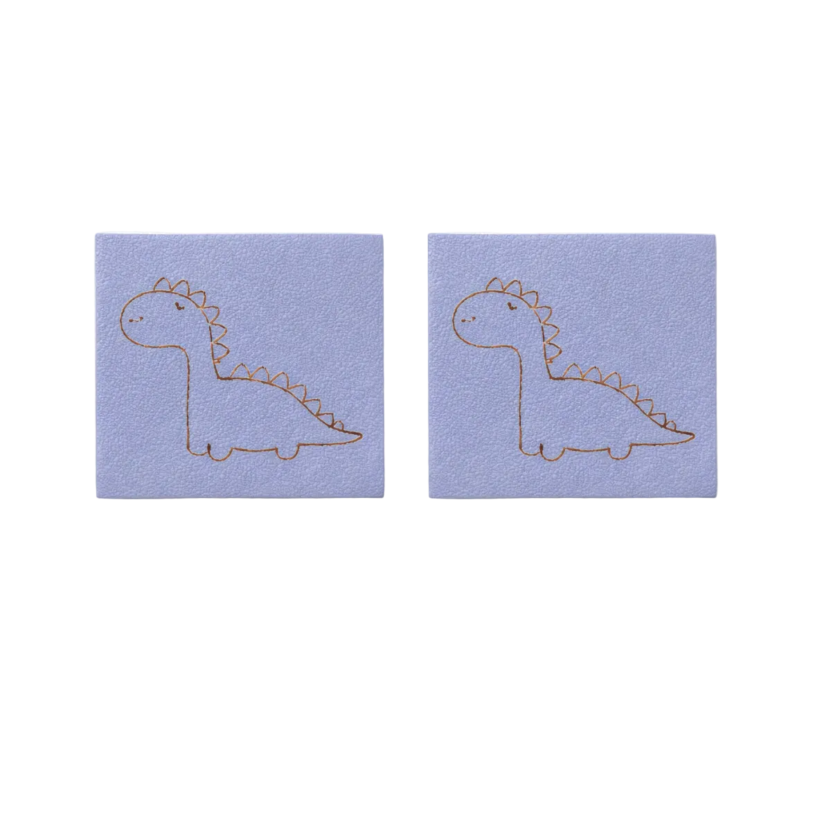Applikationen/Label aus ökologischem Kunstleder 2 Stück  - Dino - blau