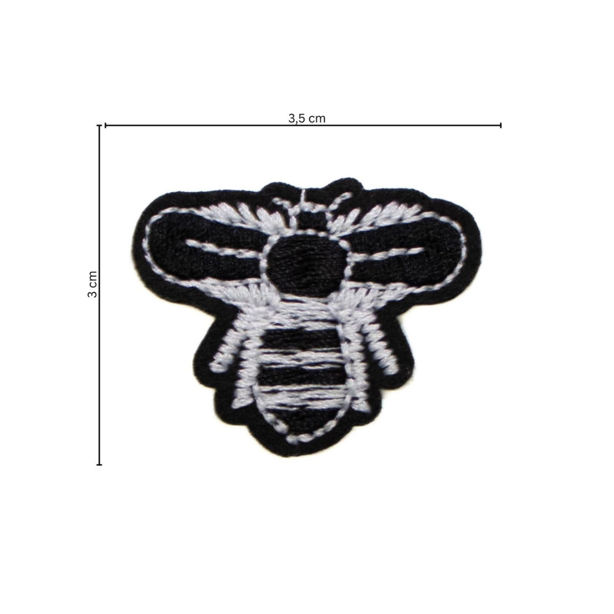 Stick-Applikation zum Aufbügeln ca 3,5 cm x 3,0 cm - Biene - schwarz - weiß