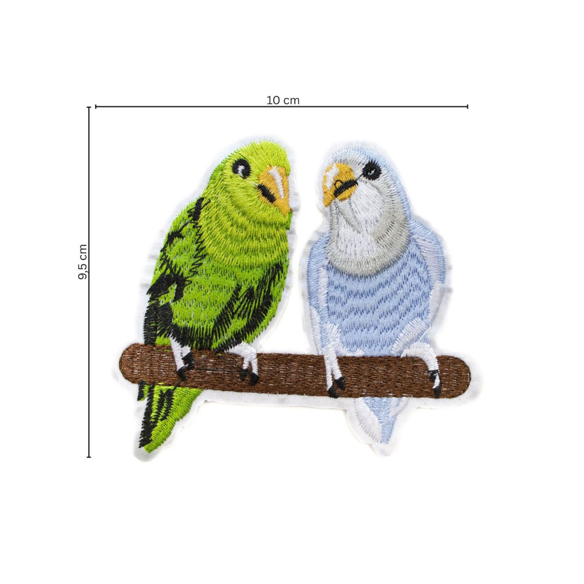 Stick-Applikation zum Aufnähen ca 10 cm x 9,5 cm - Wellensittich - grün - blau