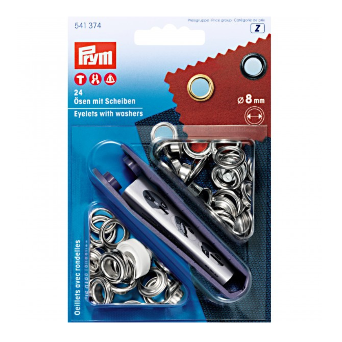 Ösen mit Scheiben 24 Stück/8mm Prym - silber