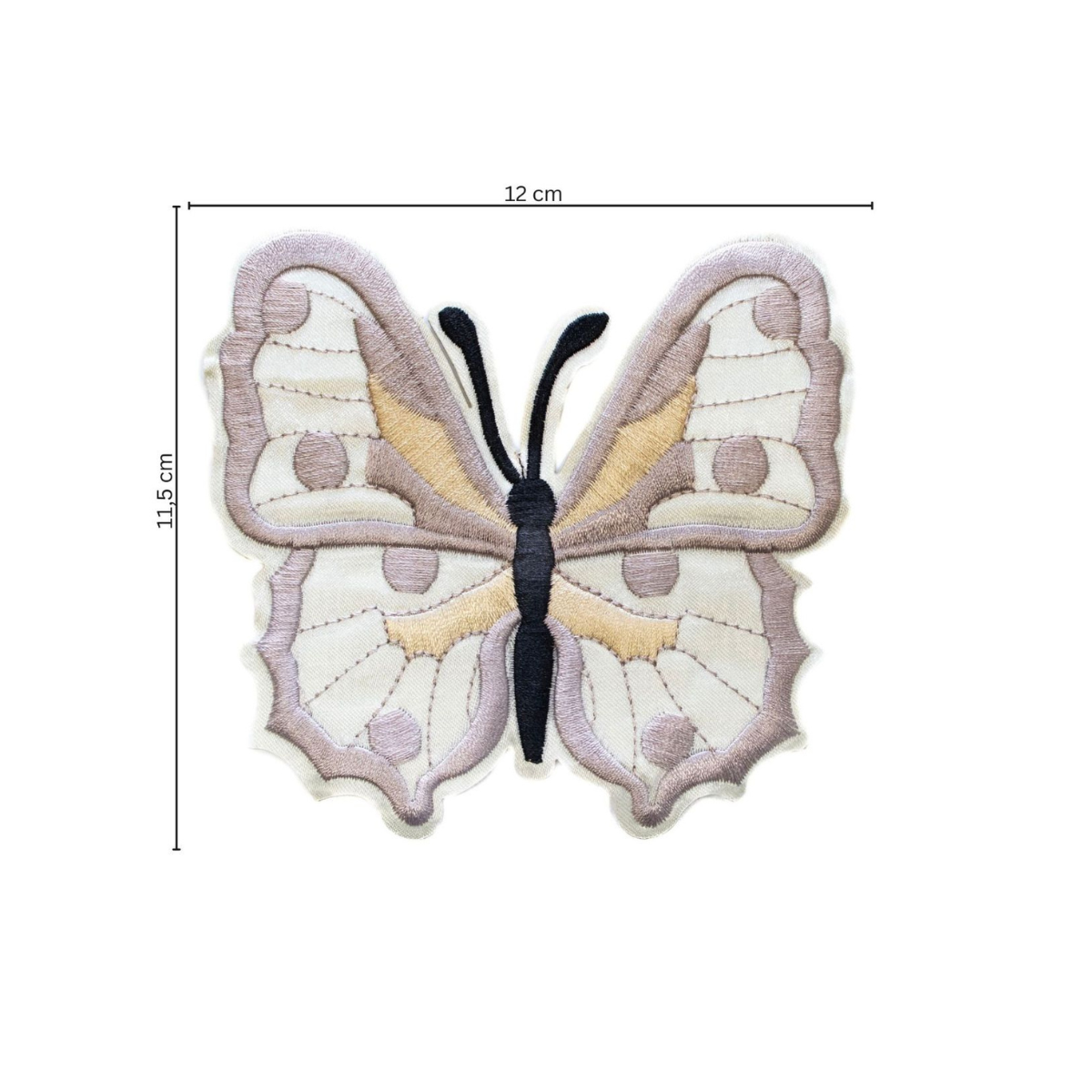 Stick-Applikation zum Aufnähen ca 12 cm x 11,5 cm - großer Schmetterling - creme