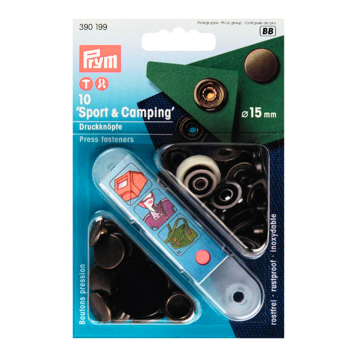 Prym 10 NF-Druckknopf Sport & Camping - altgold