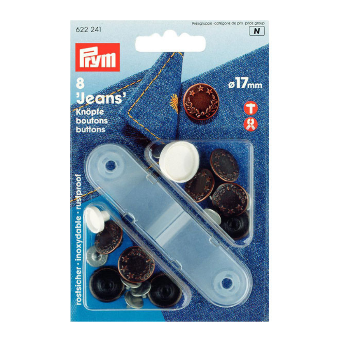Prym 8 NF-Jeans-Knöpfe - altkupfer