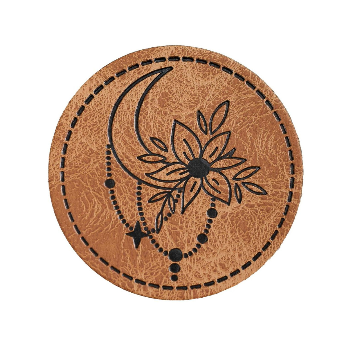 Jessy Sewing Kunstleder-Label "Mandala Moon" - braun