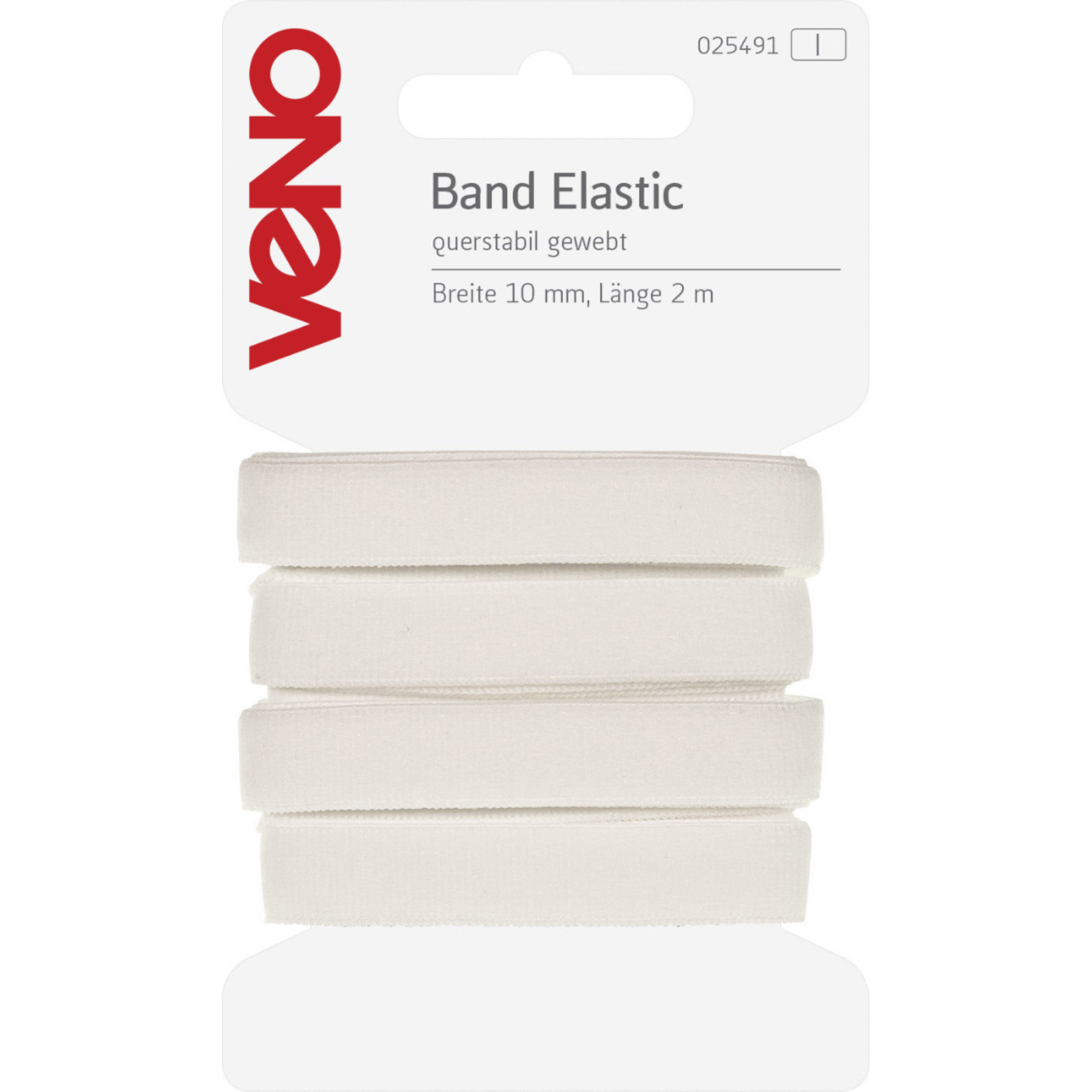 Elastic Band querstabil gewebt 10mm x 2m Coupon - weiß