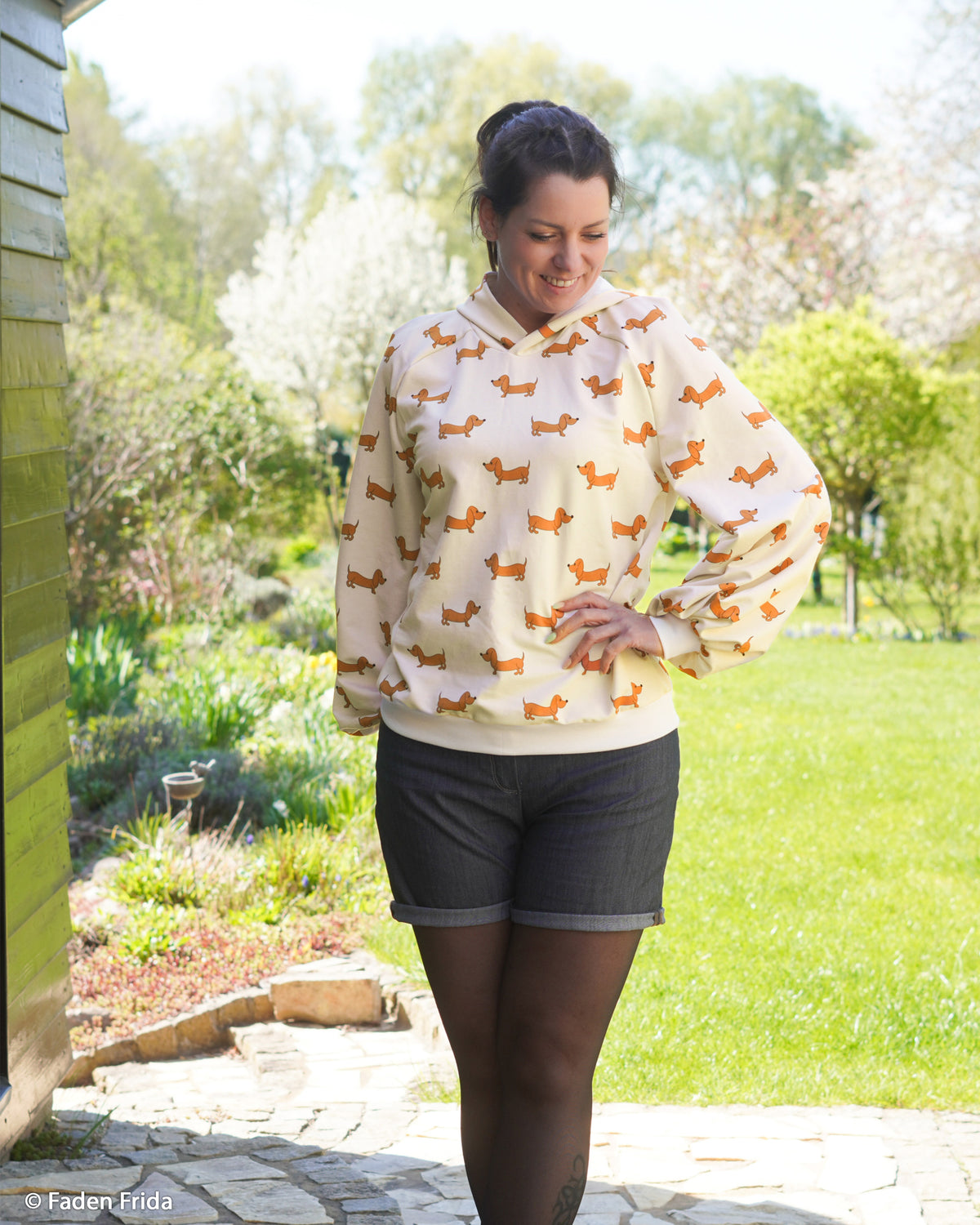 French Terry Swafing Terry der Dackel  by Cherry Picking - Dackel - naturbeige