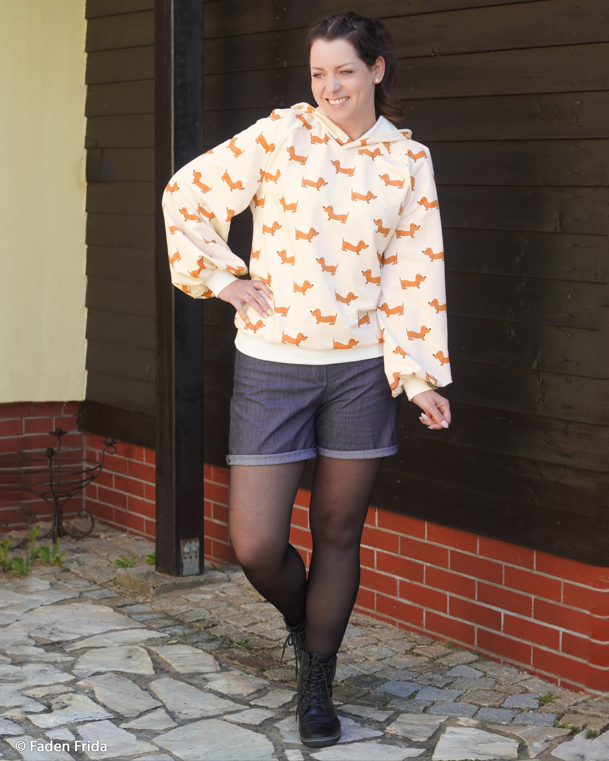 French Terry Swafing Terry der Dackel  by Cherry Picking - Dackel - naturbeige