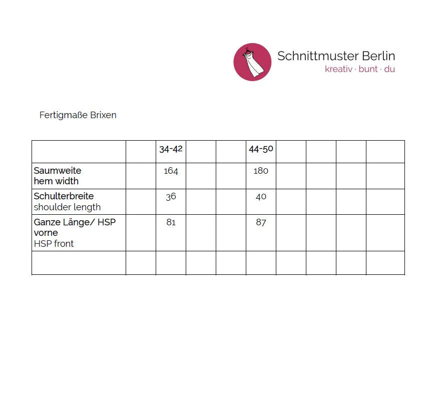 Papierschnittmuster Cape Brixen