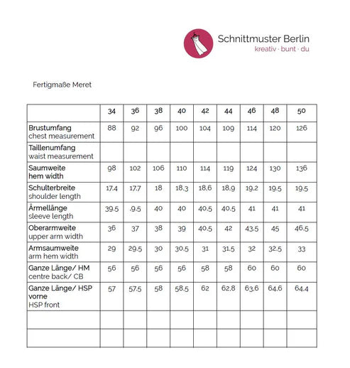 Papierschnittmuster Bluse Meret