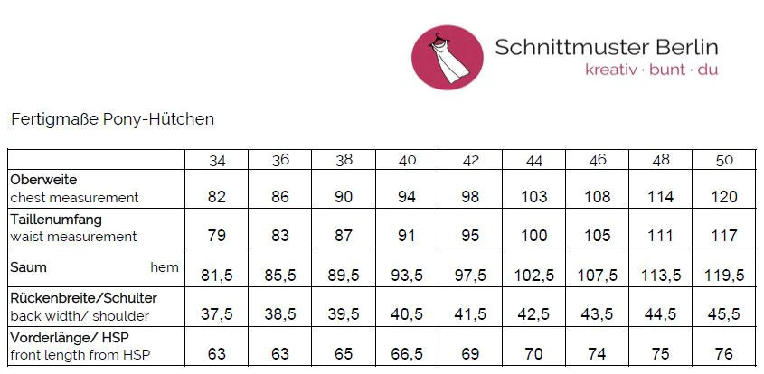 Papierschnittmuster Pullover Pony-Hütchen