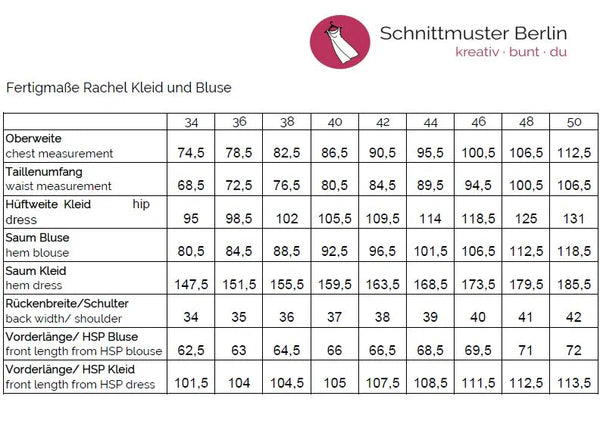 Papierschnittmuster Kleid/Shirt Rachel