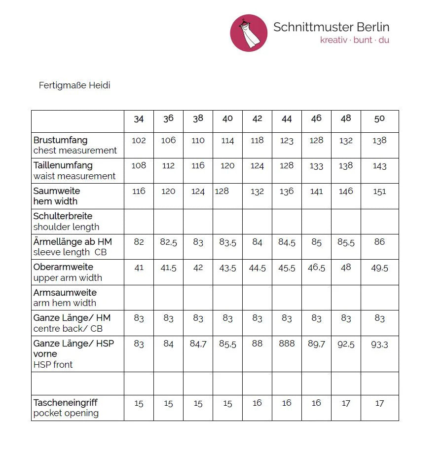 Papierschnittmuster Premium Kurzmantel Heidi