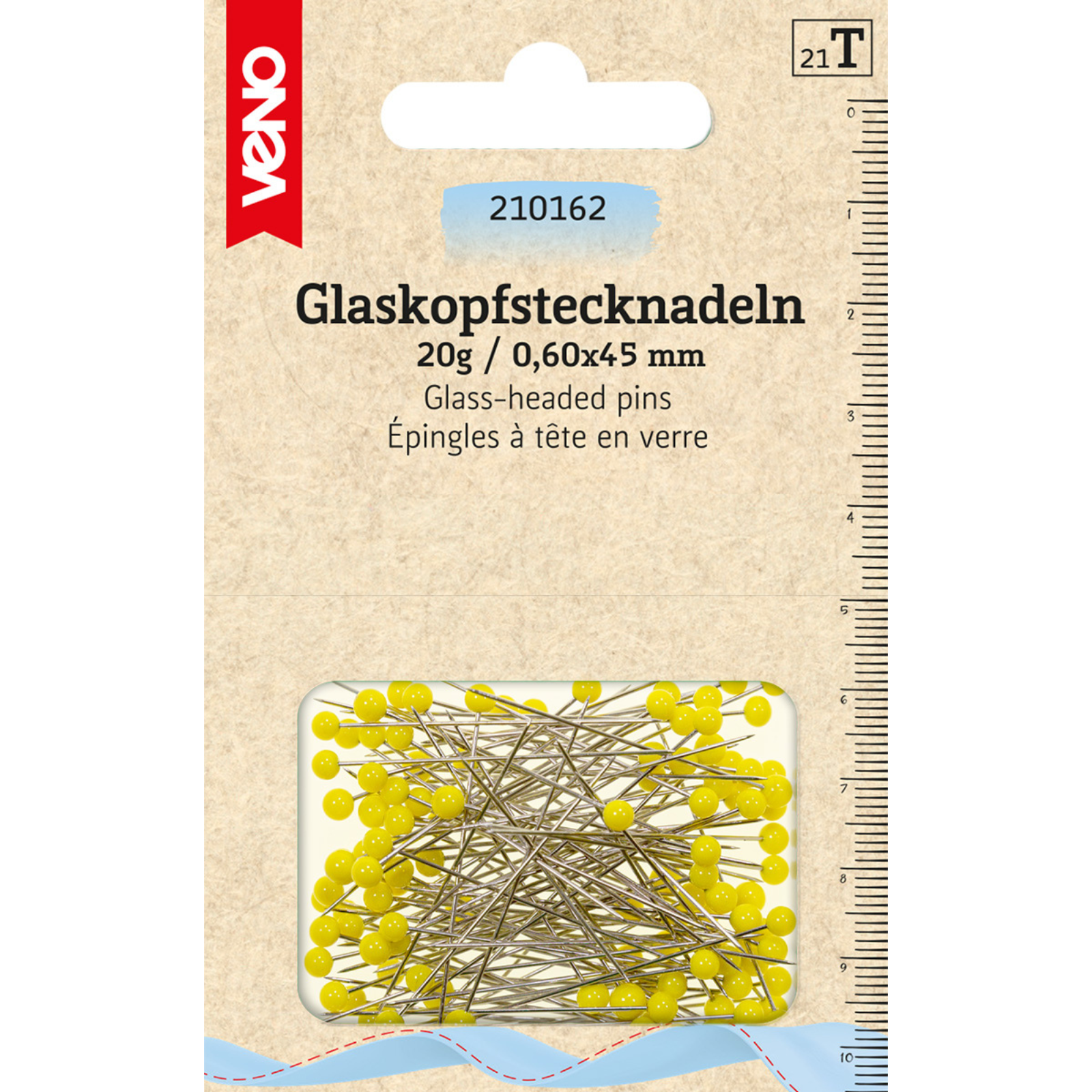 Glaskopfstecknadeln 0,60 x 45 mm gelb 20 g
