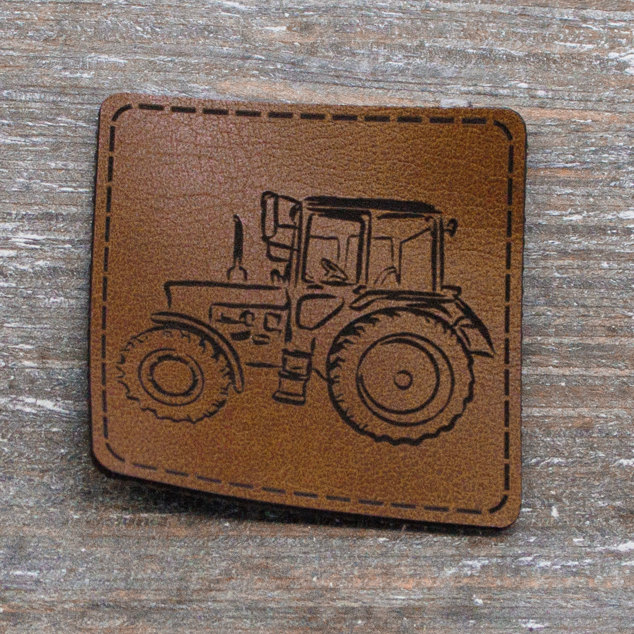 Label Kunstleder KDS - Traktor - Braun