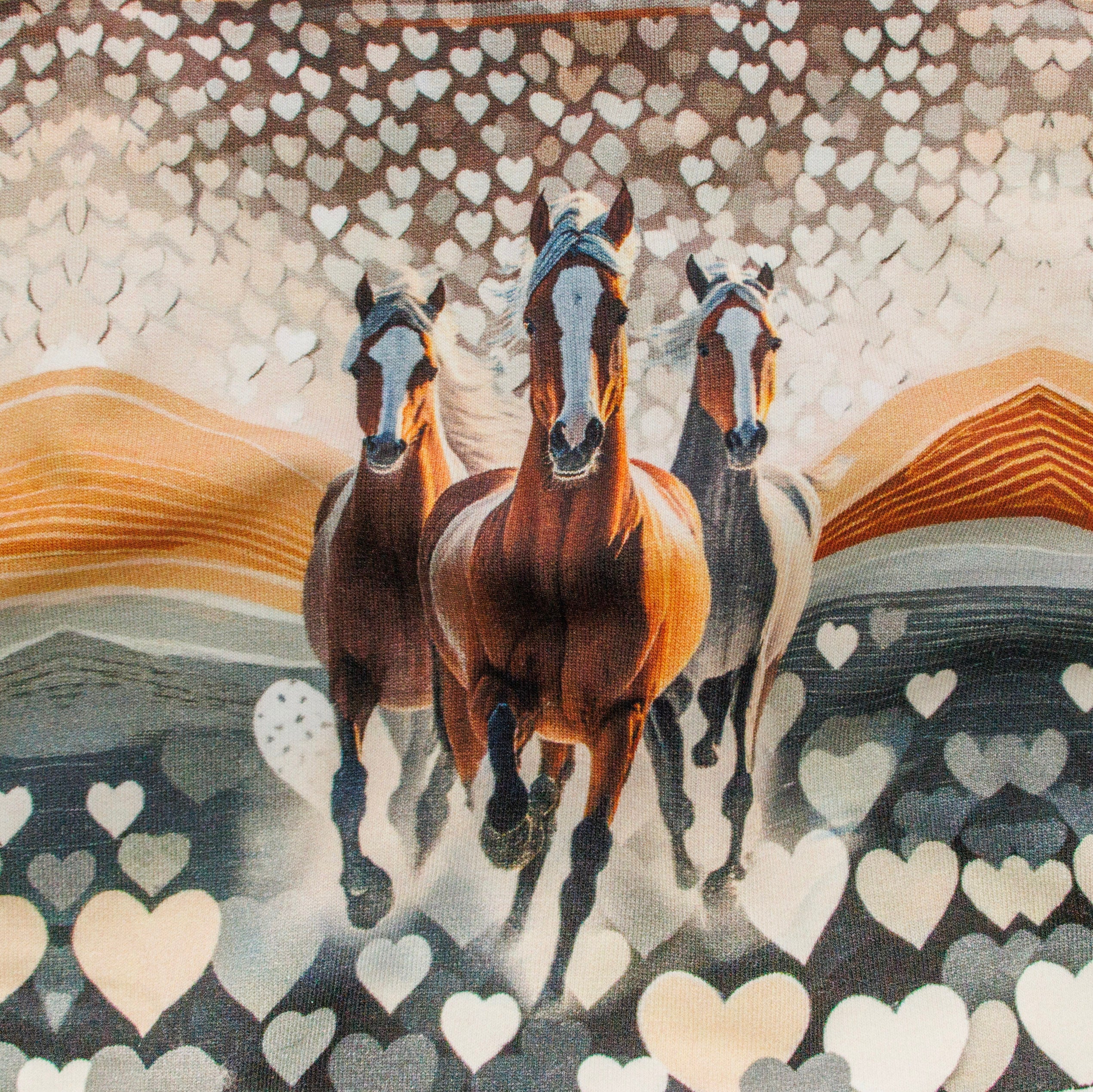 French Terry Mützen- & Loop-Panel „Wüstenpferde“ – Digitaldruck