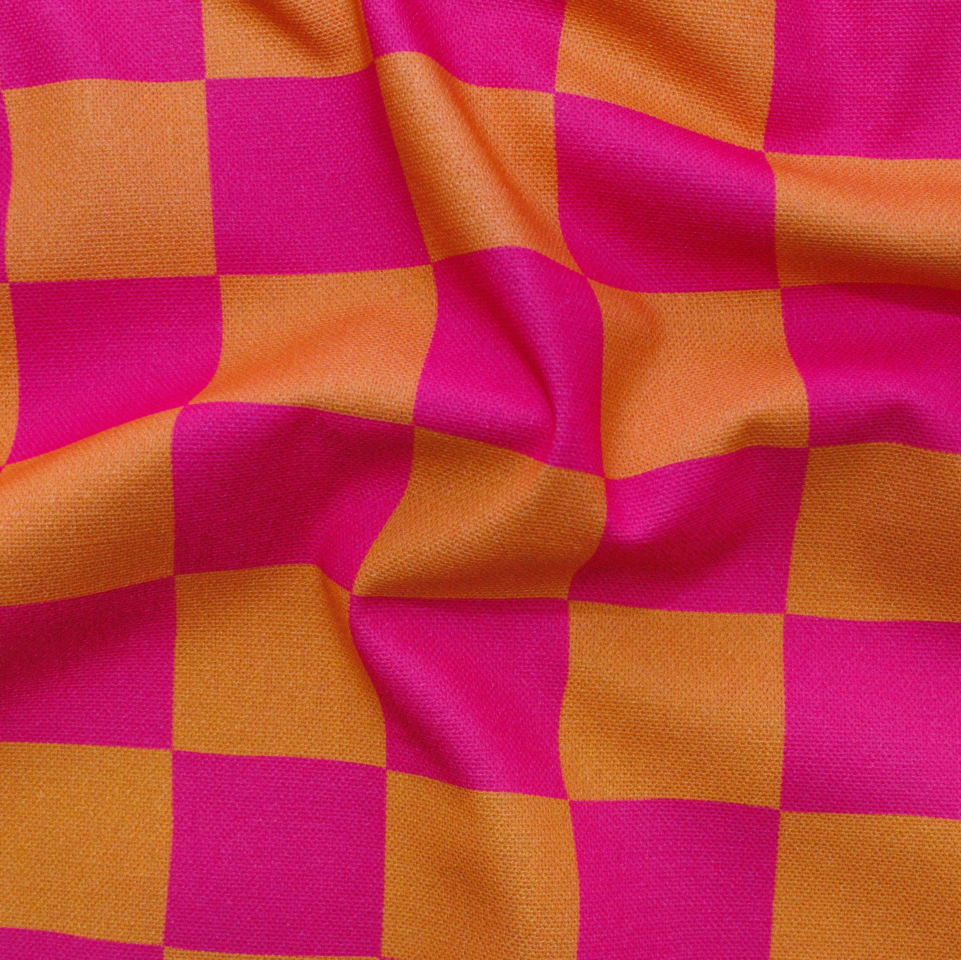 Dekostoff Half-Panama - Karo - pink - orange