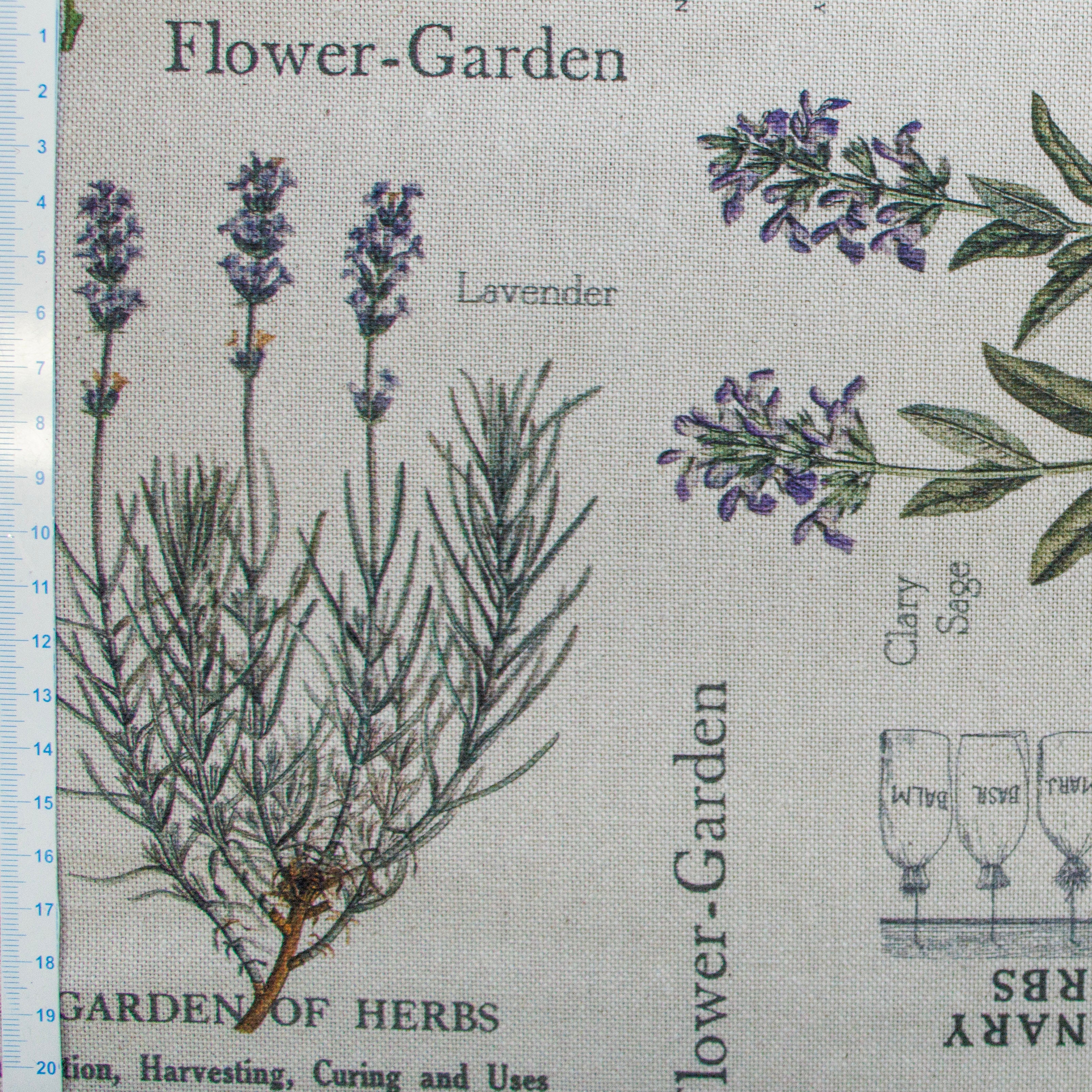 Dekostoff Half-Panama - Lavendel und Zitronen - sand