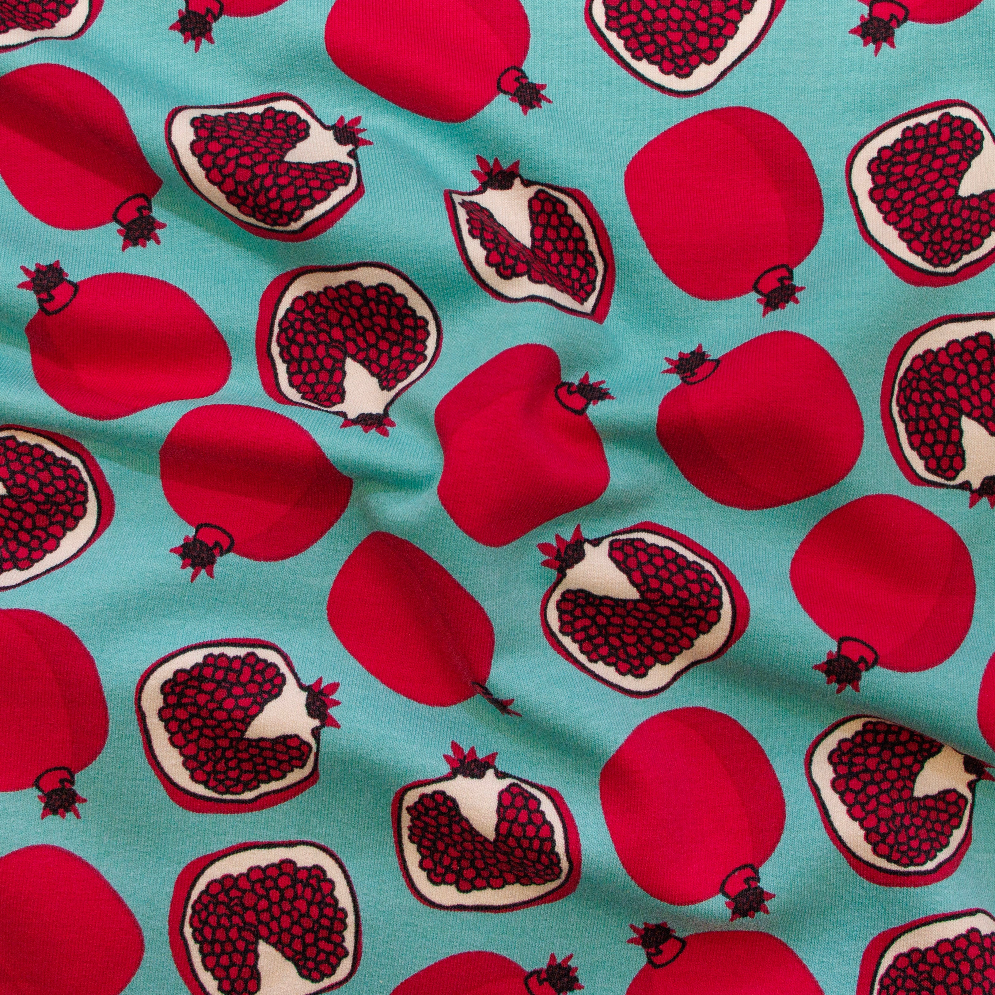 French Terry - Granatäpfel - türkis