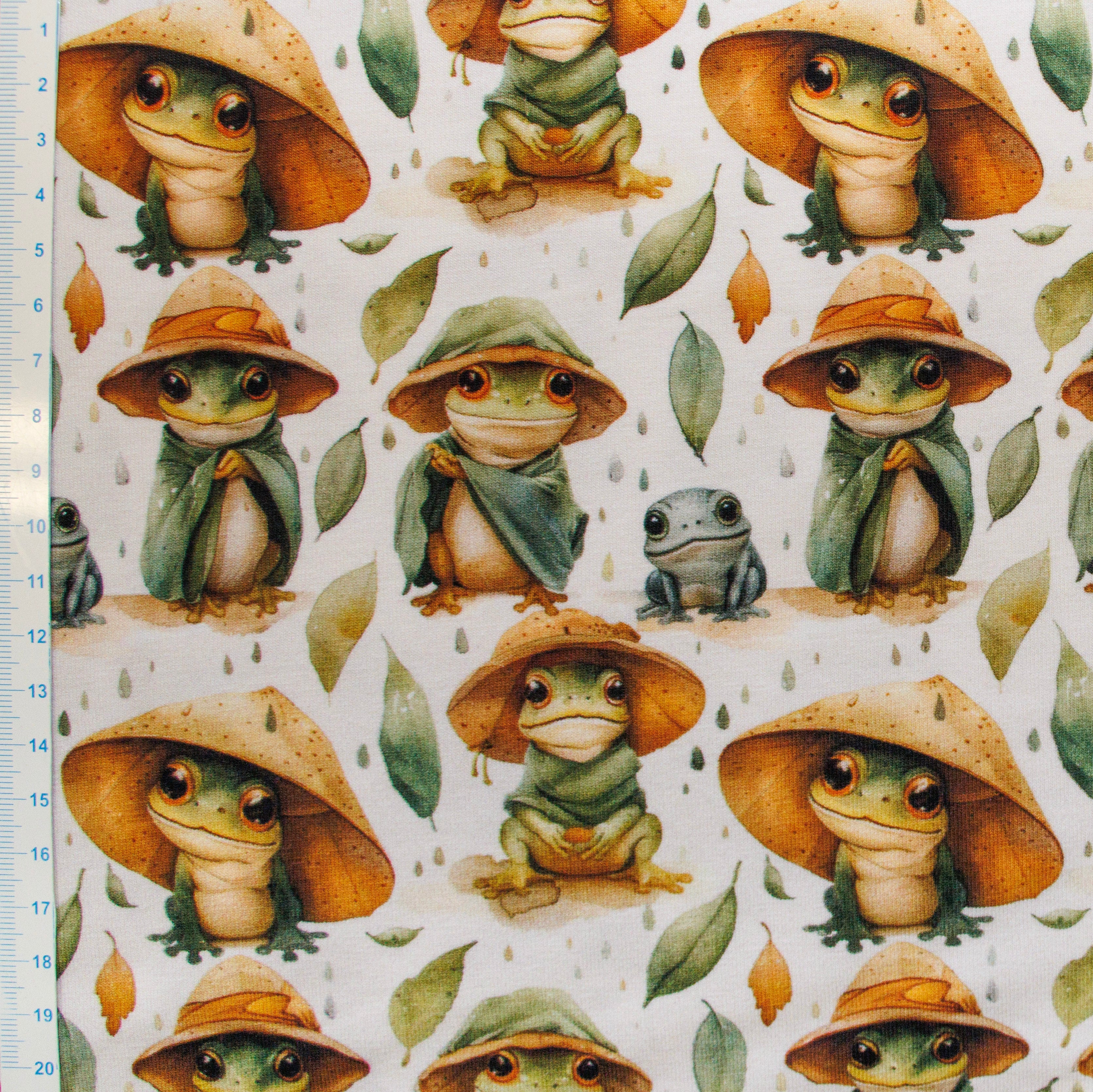 Jersey Digitaldruck - Dschungelfrosch - wollweiß