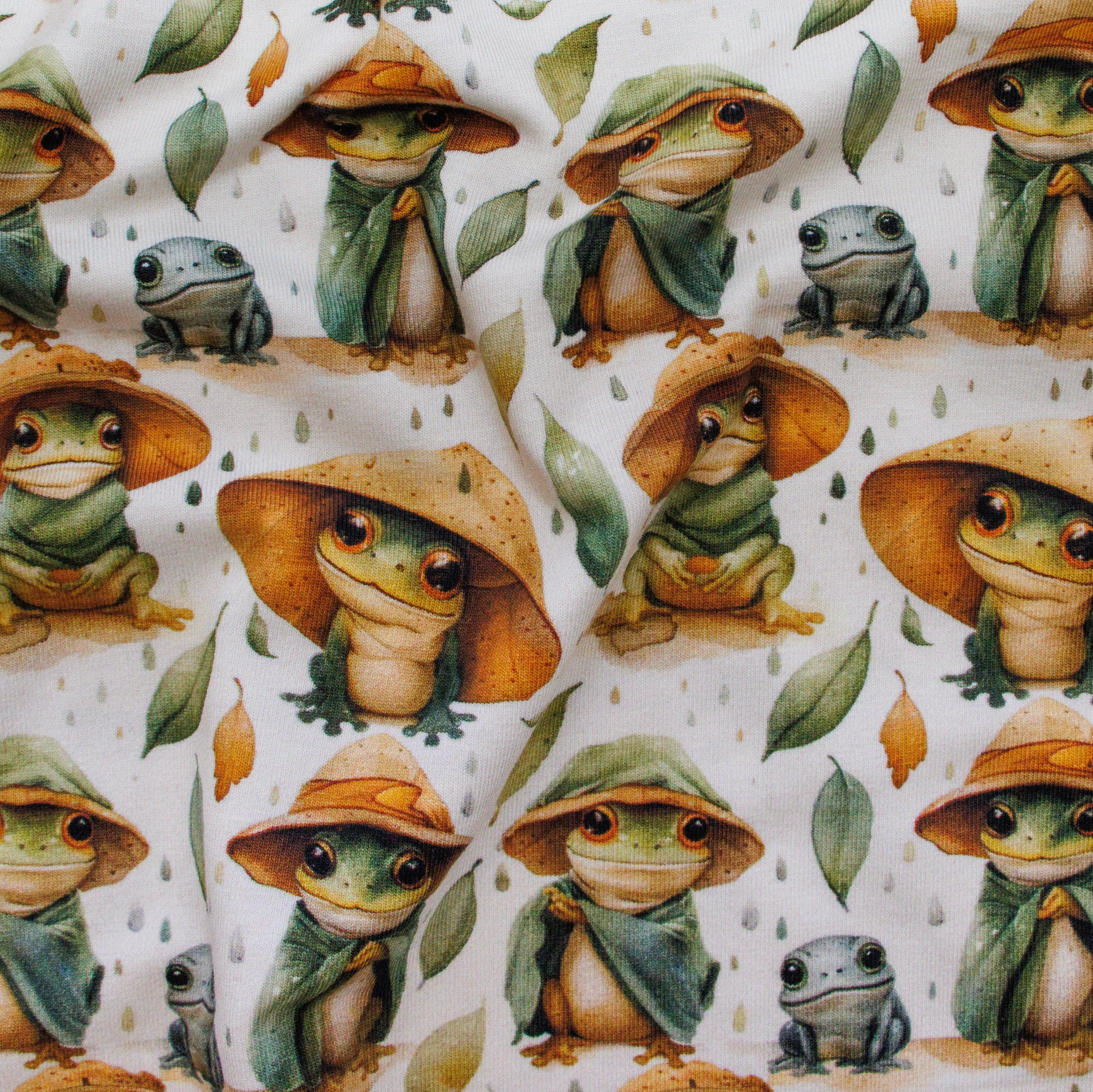 Jersey Digitaldruck - Dschungelfrosch - wollweiß