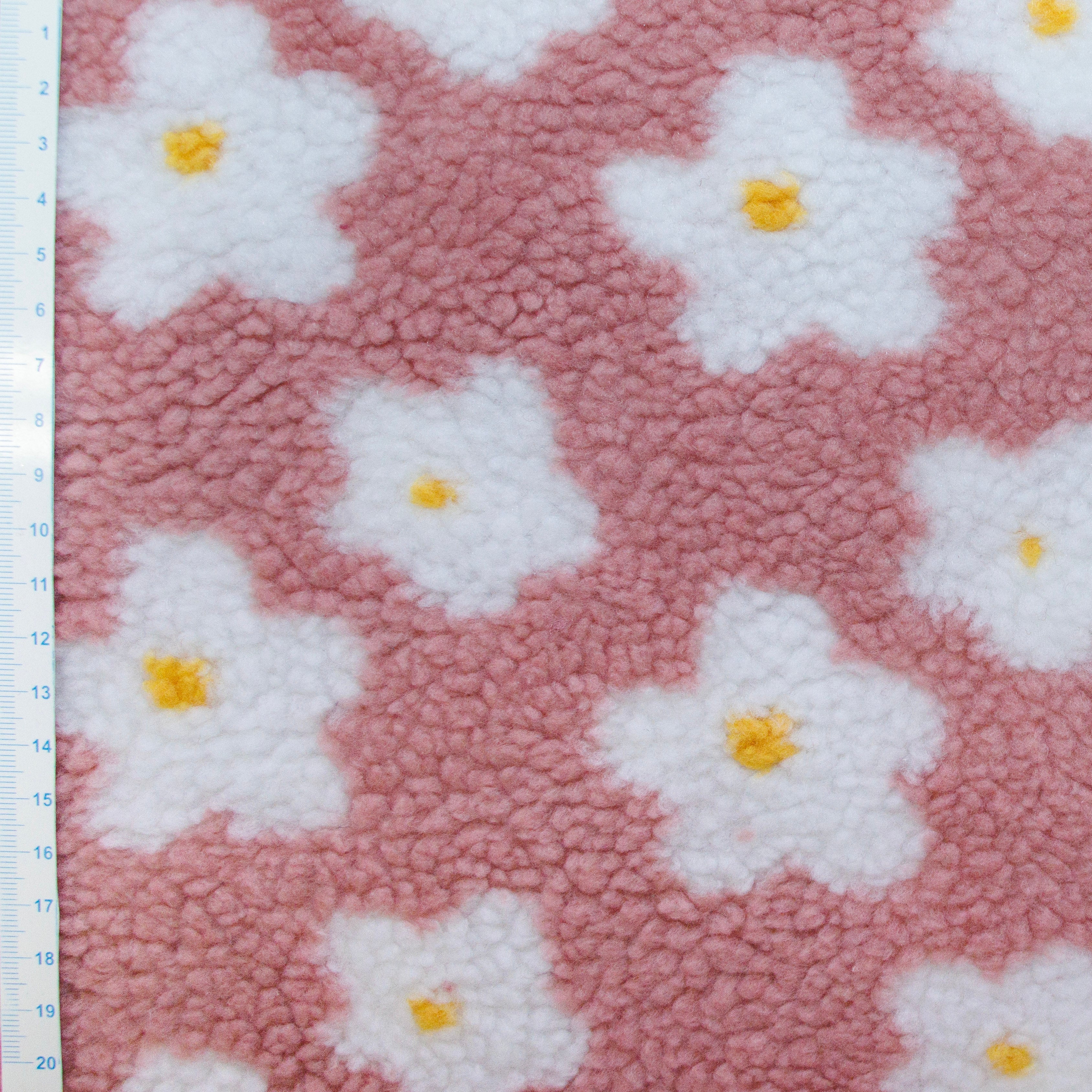 Sherpa Teddy Fleece Stoff - Blumen