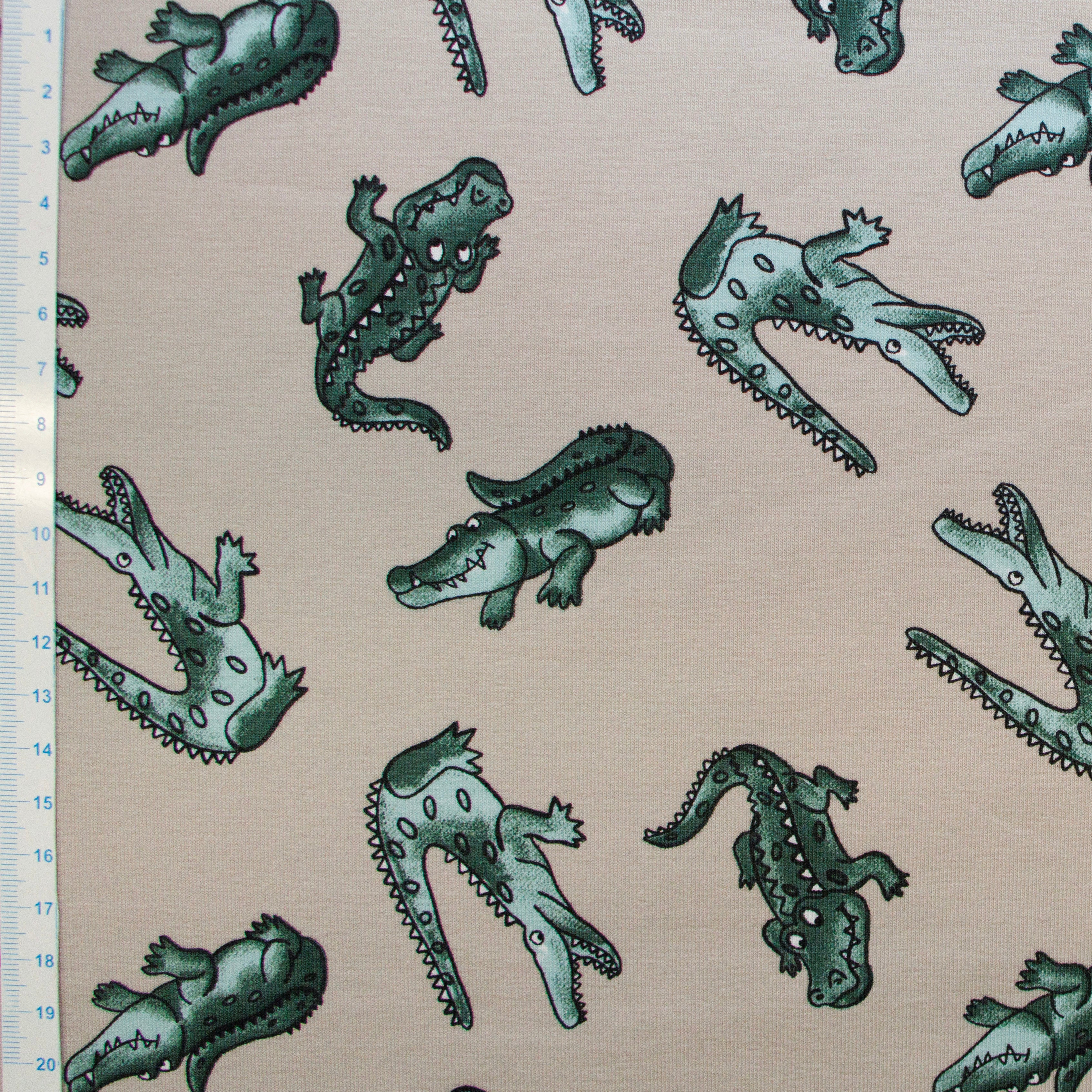 Jersey Digitaldruck - Krokodile - beige