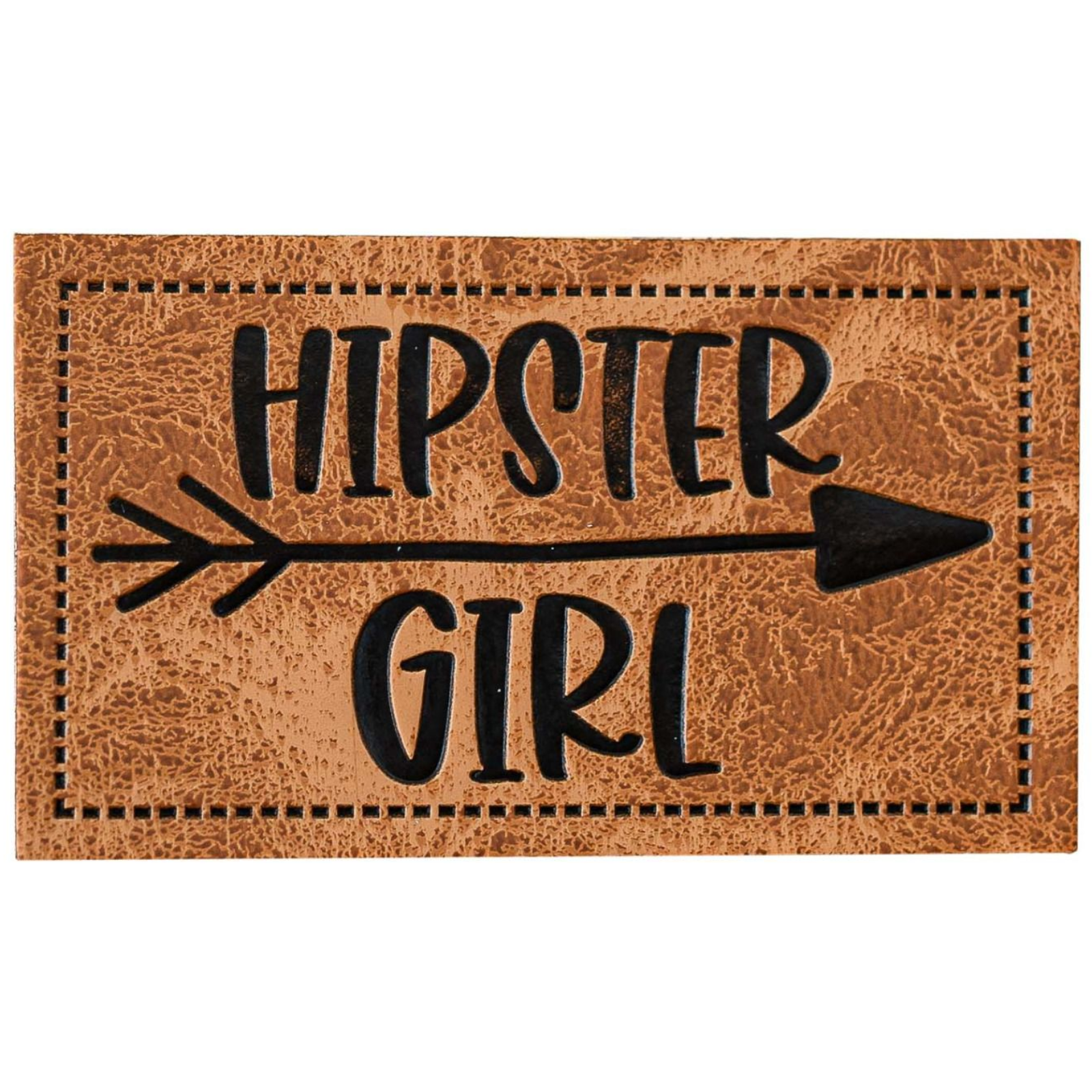 Kunstleder-Label - "Hipster Girl" - braun