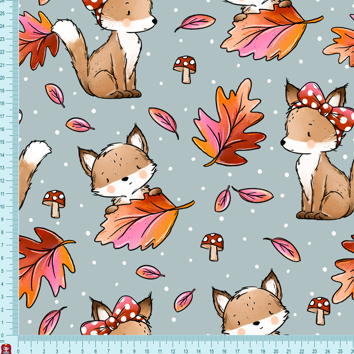 Eigenproduktion French Terry - FuchsHerbst Katzengold-Design - blaugrau