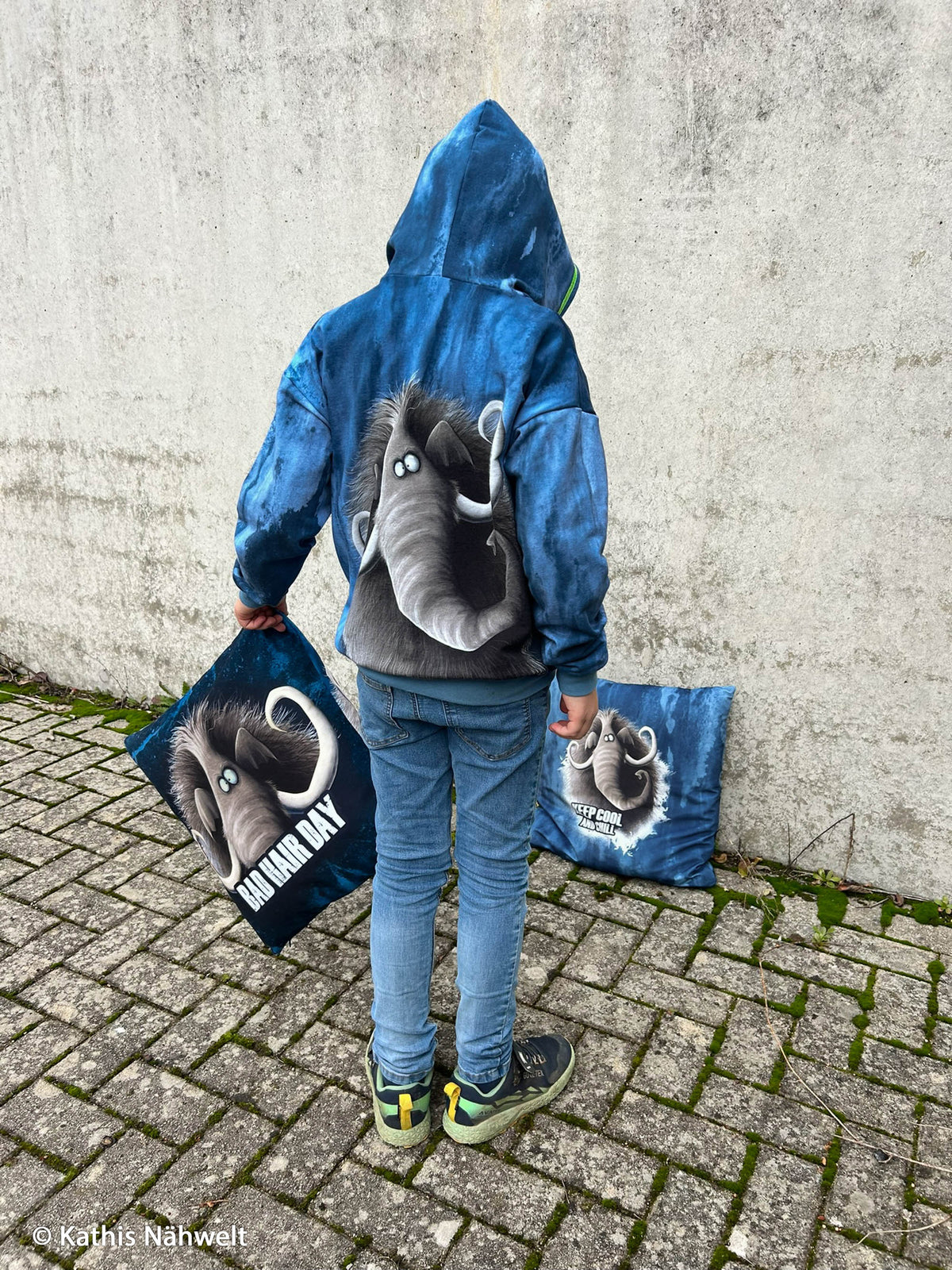 Sweat Swafing Kombistoff - On The Rocks by Thorsten Berger - Wasserfarben - jeansblau