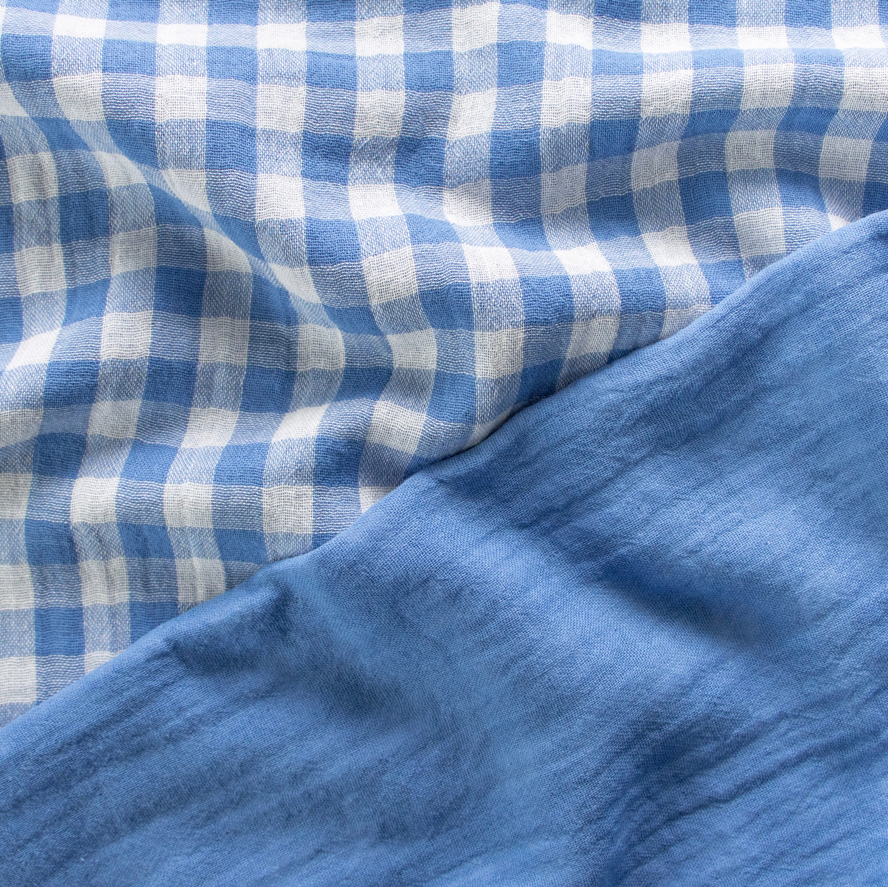 Musselin Baumwolle - Vichy Double Face - Azur