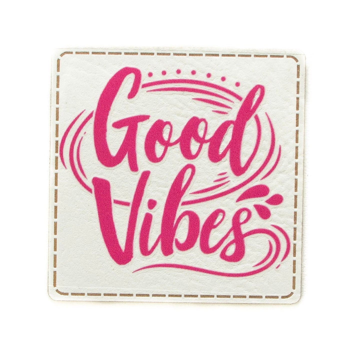 Label Kunstleder KDS - Good Vibes - weiß - pink