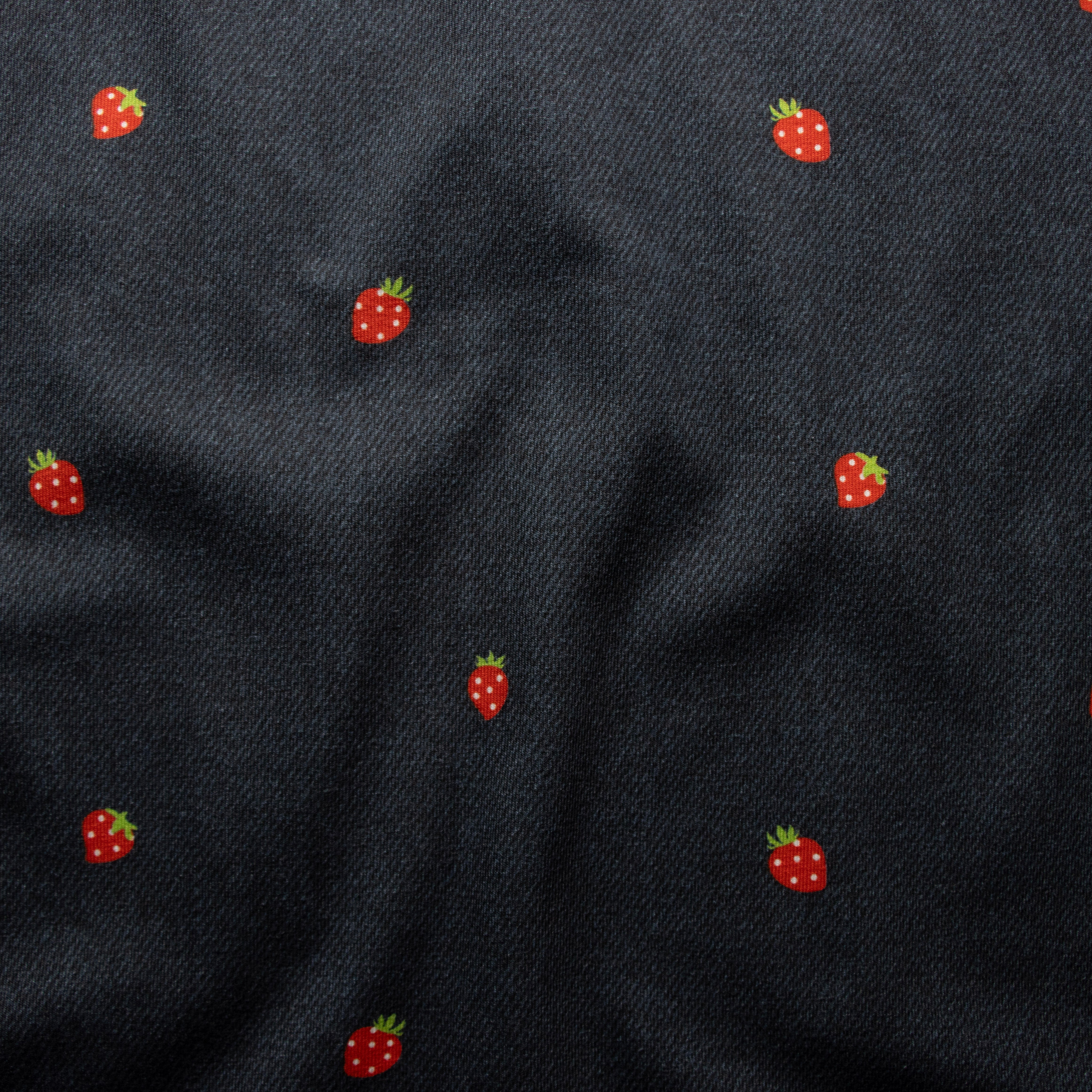 Jersey Jeansstyle Digitaldruck - Erdbeeren - Indigoblau