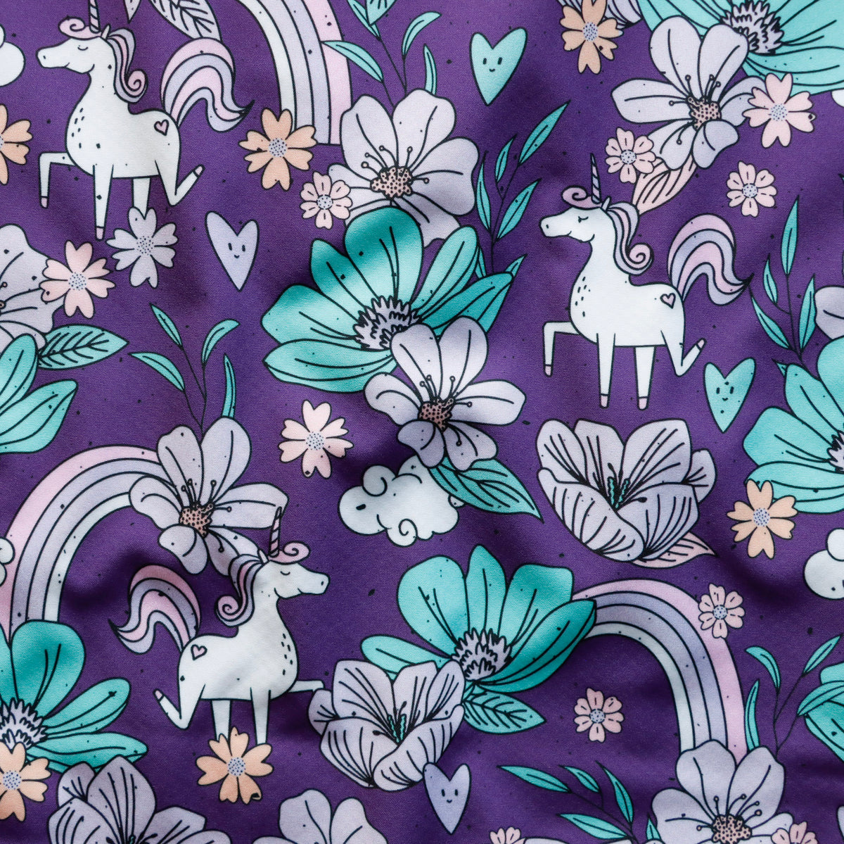 Eigenproduktion Softshell mit Fell gefüttert Katzengold Design - FloralUnicorn - violett