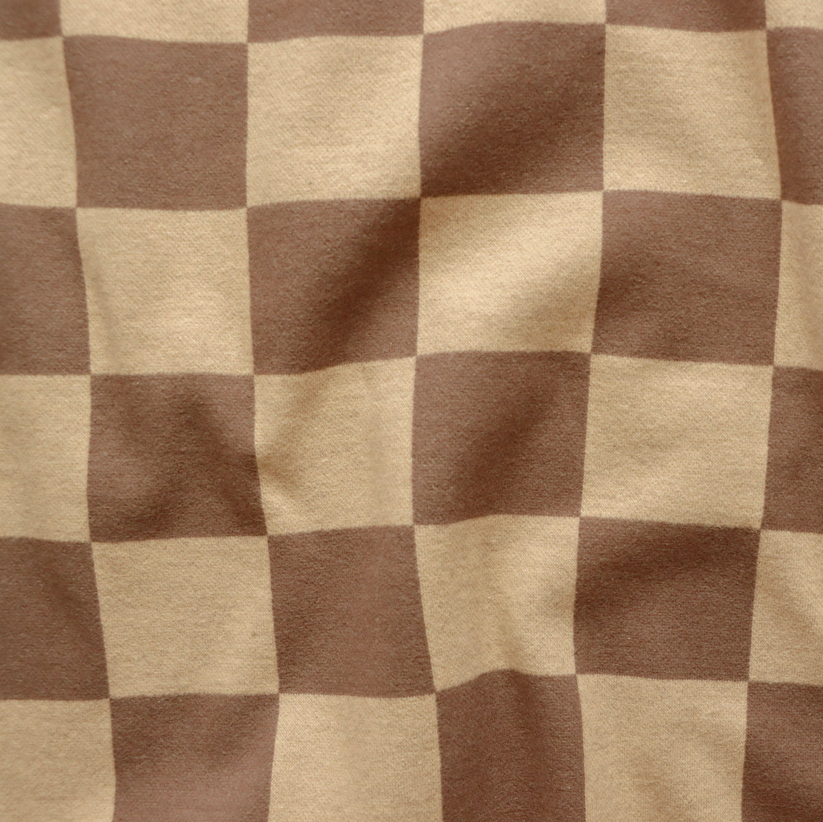 Eigenproduktion Jacquard - Sweat gebürstet - Schachbrett - beige - braun