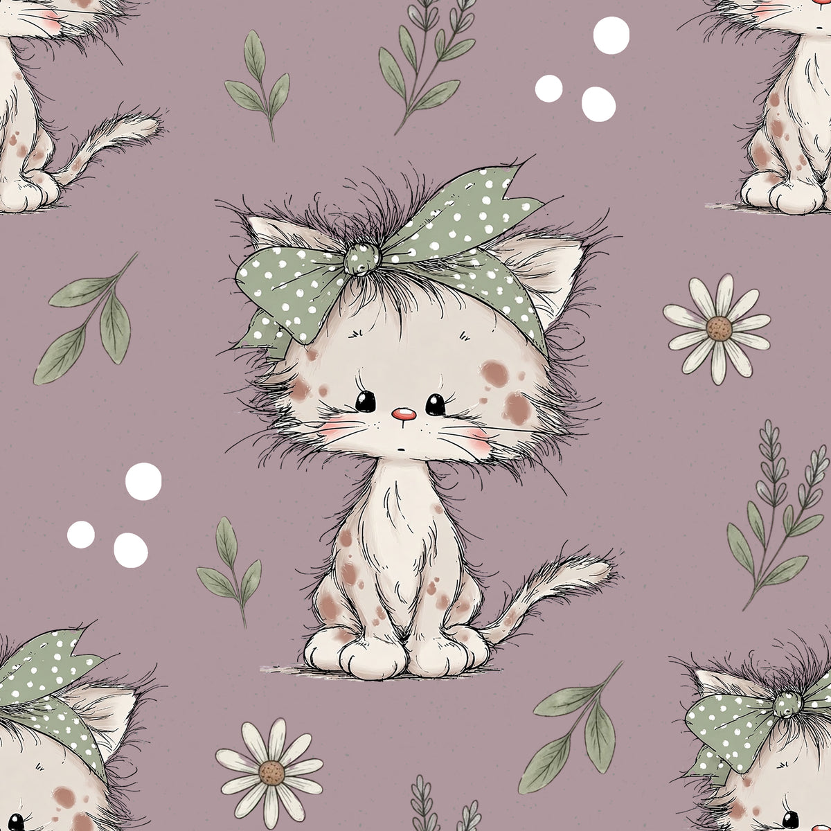 Eigenproduktion French Terry - Miezi - Katze - mauve