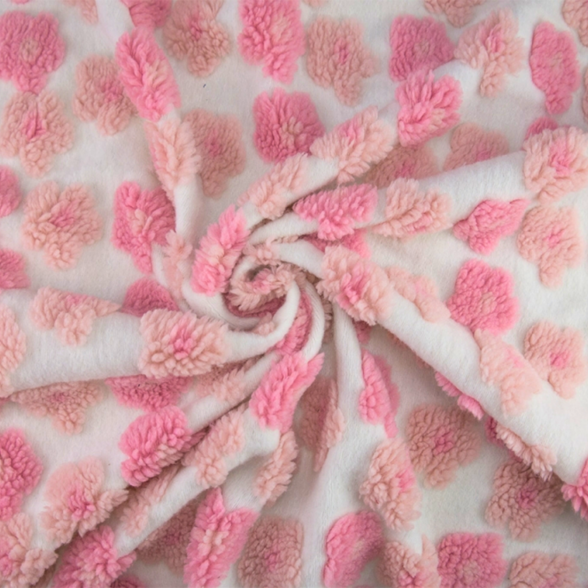 Sherpa Teddy Fleece Stoff mit 3D-Blumenstruktur 🌸 -Jacquard