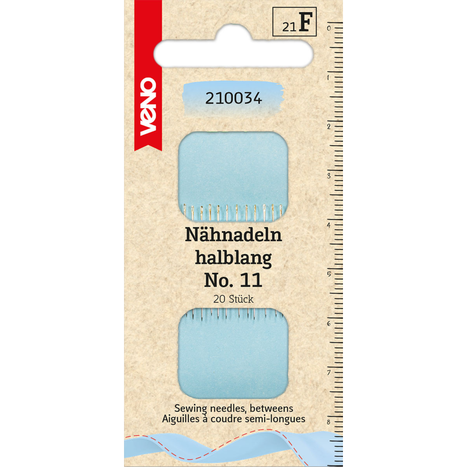 Nähnadeln halblang No. 11 - Goldöhr - 20 Stück