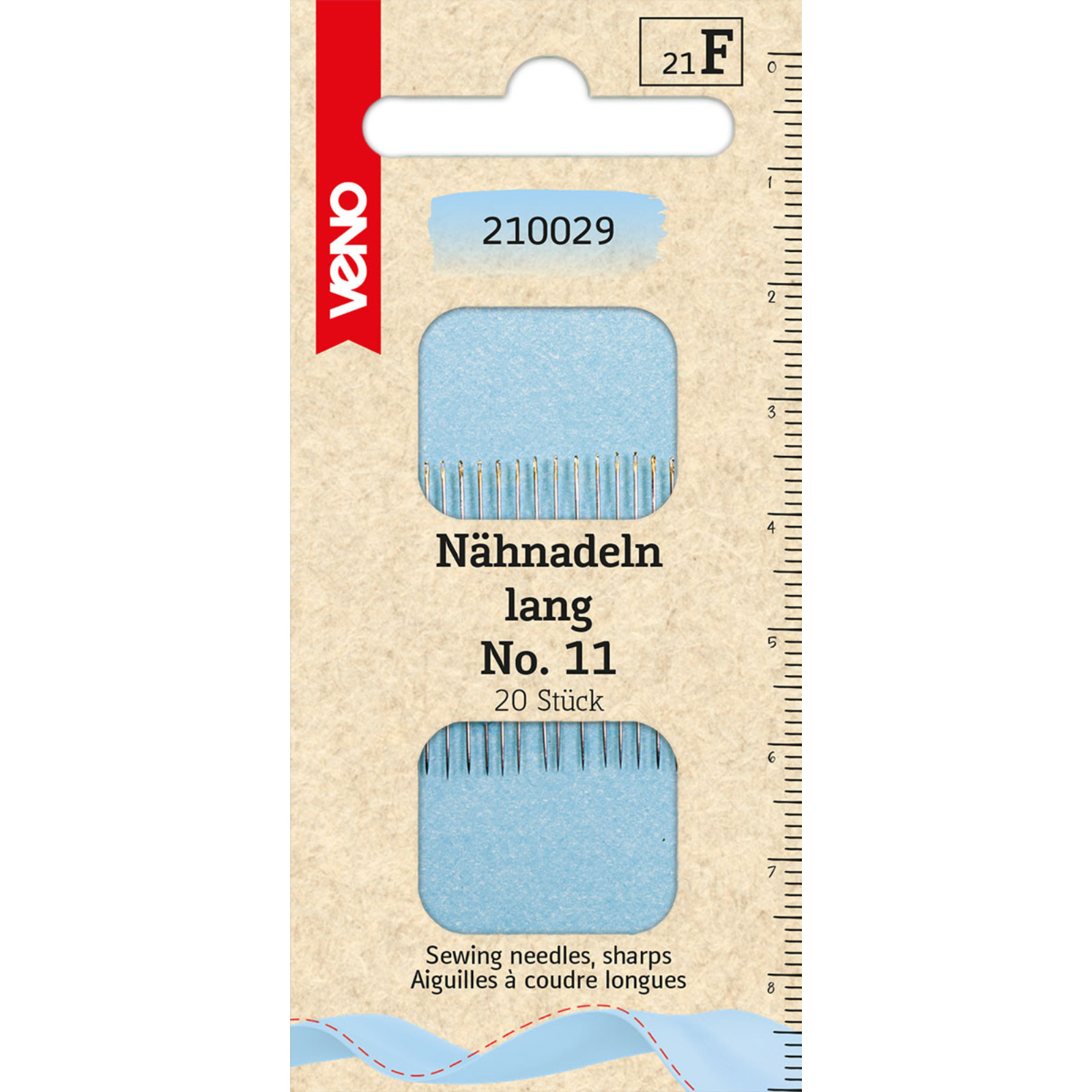 Nähnadeln lang No. 11 - Goldöhr - 20 Stück