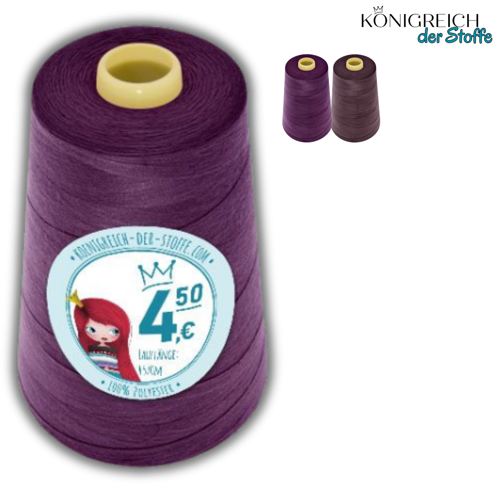 🧵  Overlock Nähgarn - 4570 m - Violett • Dunkelviolett • Bordeaux