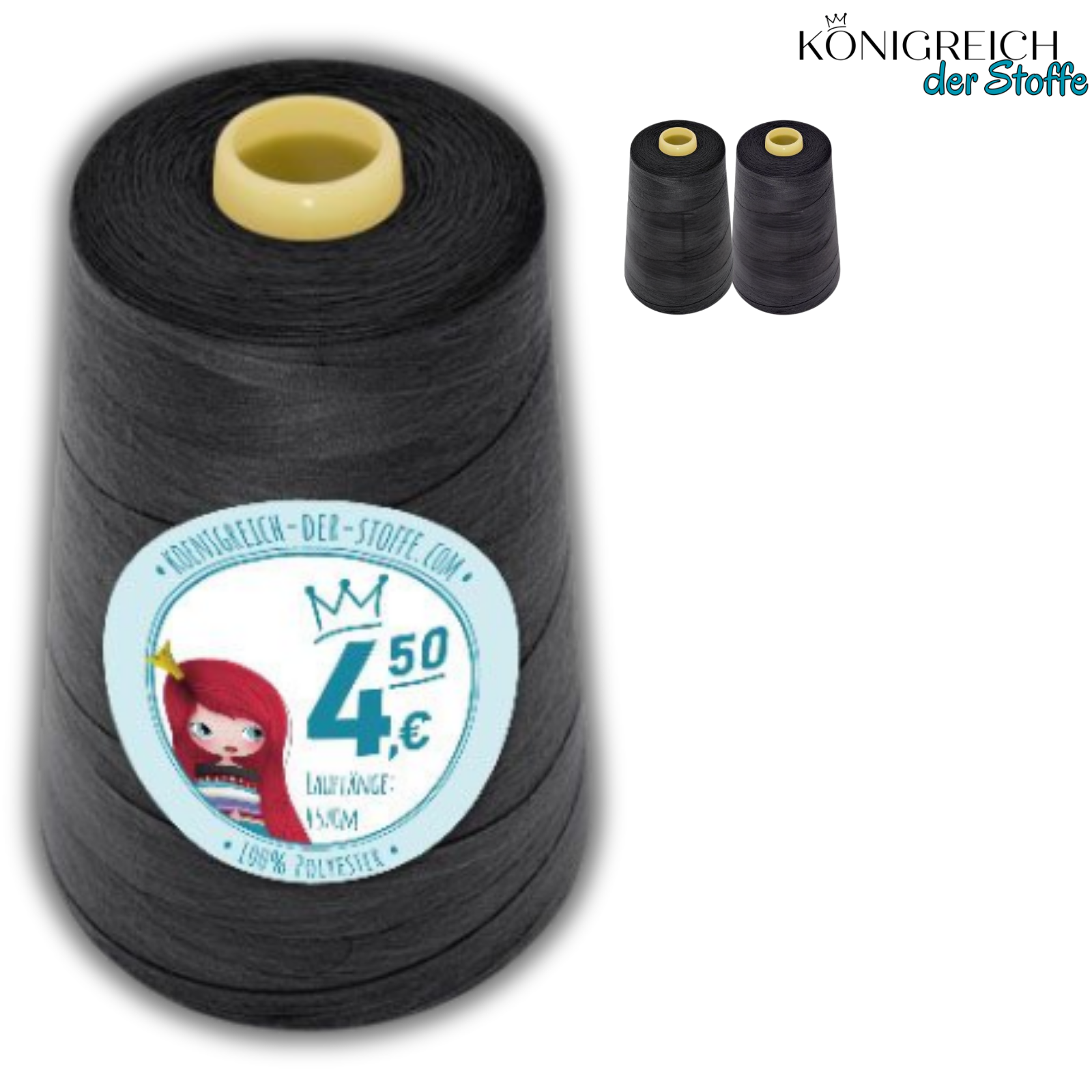 🧵  Overlock Nähgarn - 4570 m - Schwarz • Anthrazit