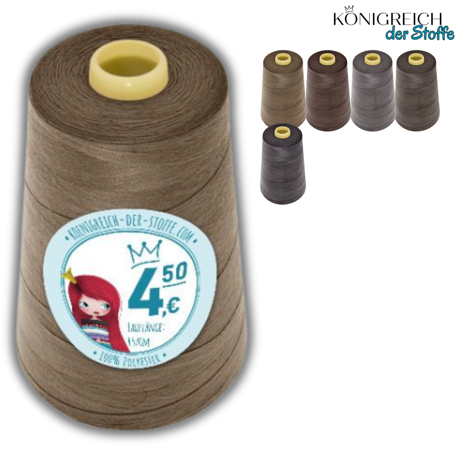 🧵  Overlock Nähgarn - 4570 m - Braun • Grau • Anthrazit