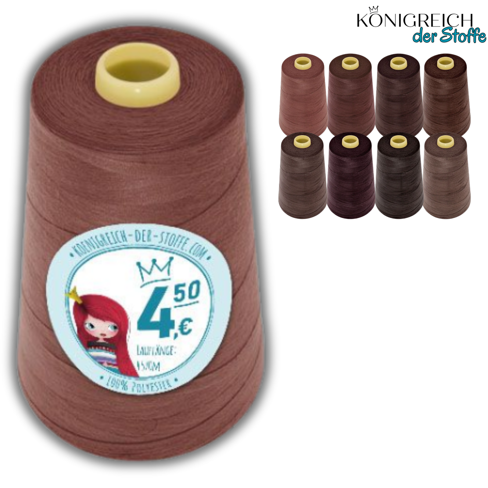 🧵  Overlock Nähgarn - 4570 m - Braun • Bordeaux • Dunkelbraun