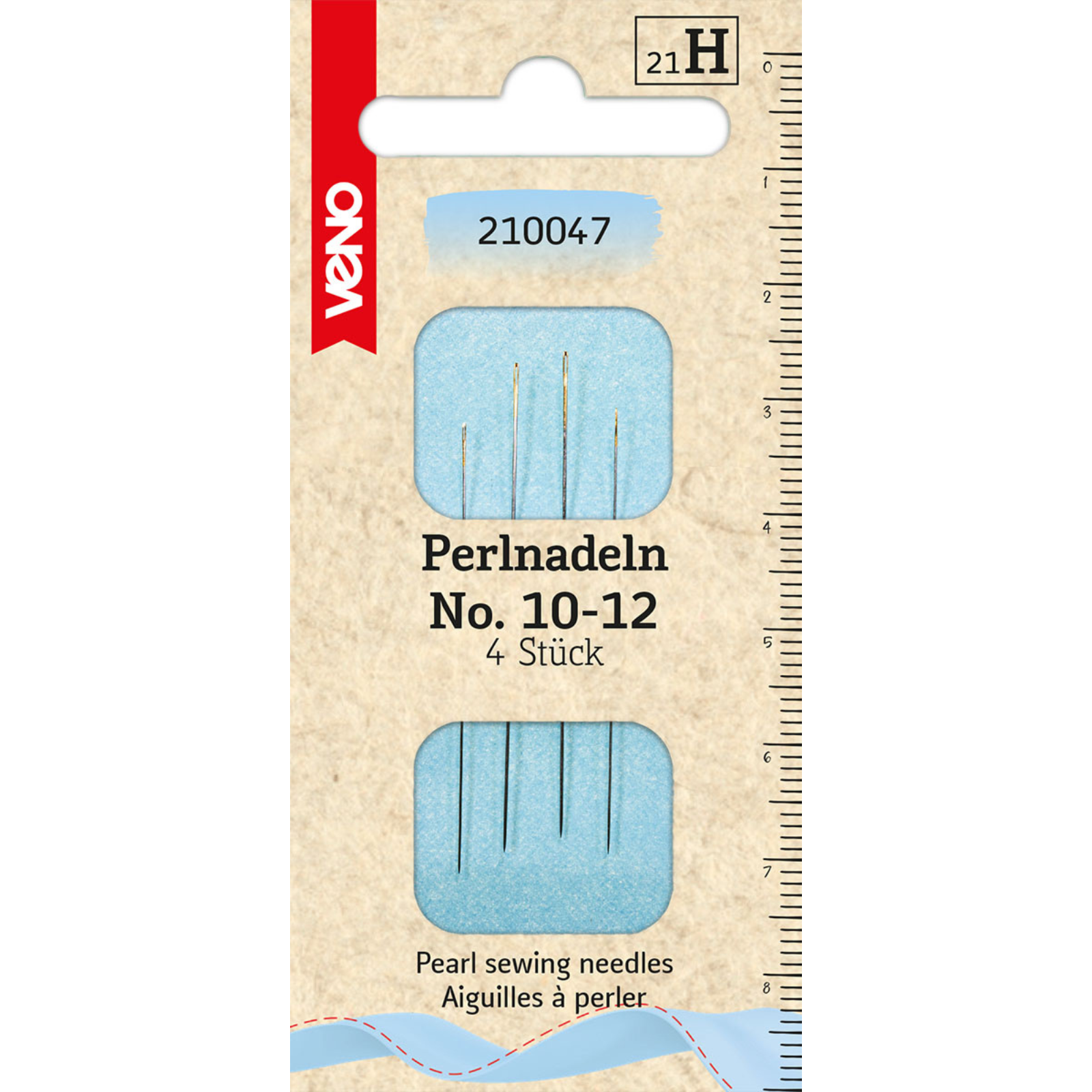 Perlnadeln No. 10-12 - Goldöhr - 4 Stück