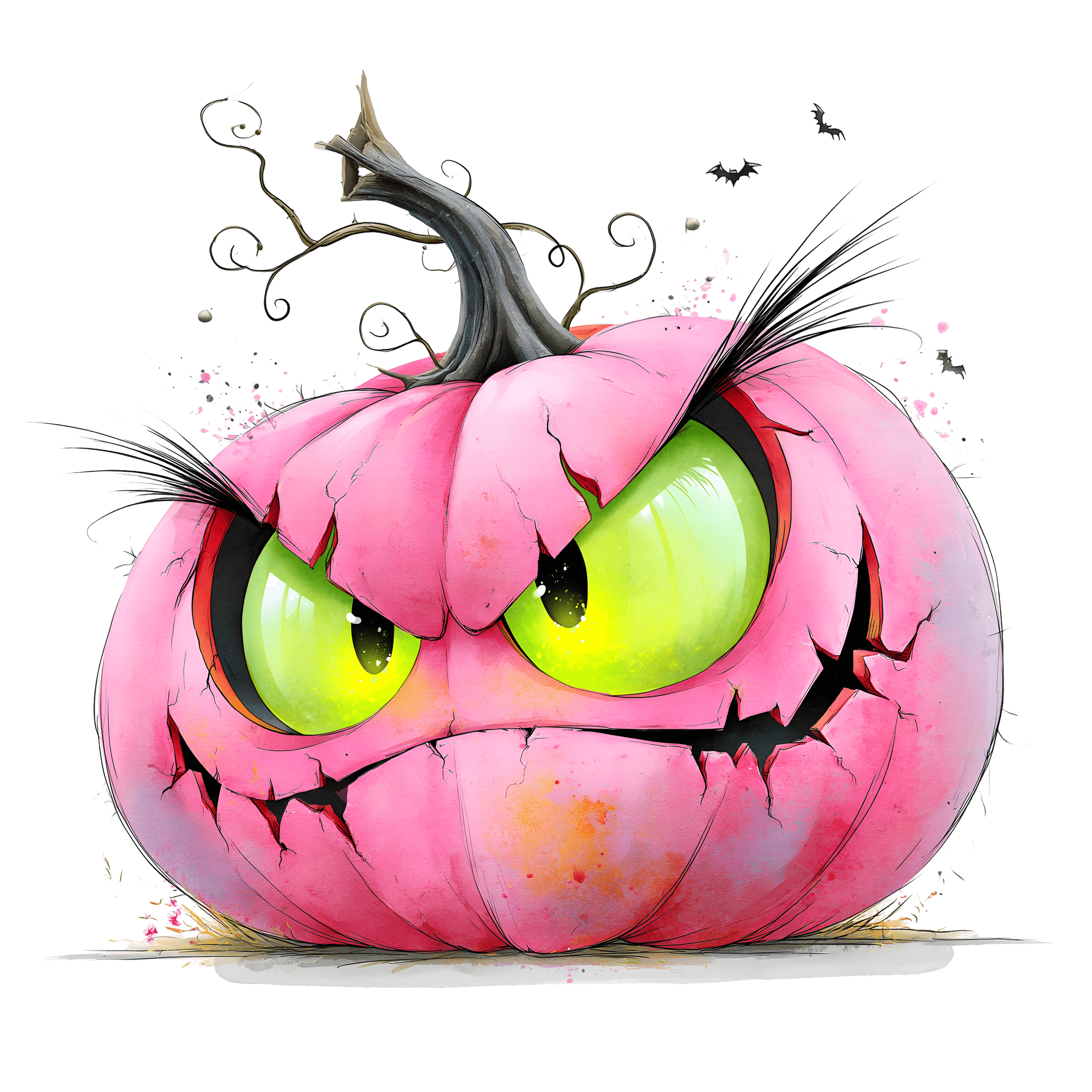 Bügelbild Applikation - Halloween Kürbis - Pink