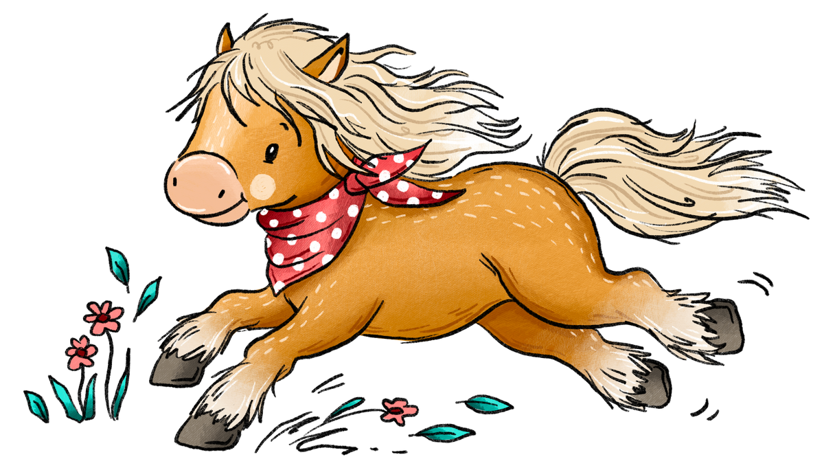 Bügelbild Applikation - Katzengold Desing PferdeHorde - Goldmähnen-Pony im Galopp