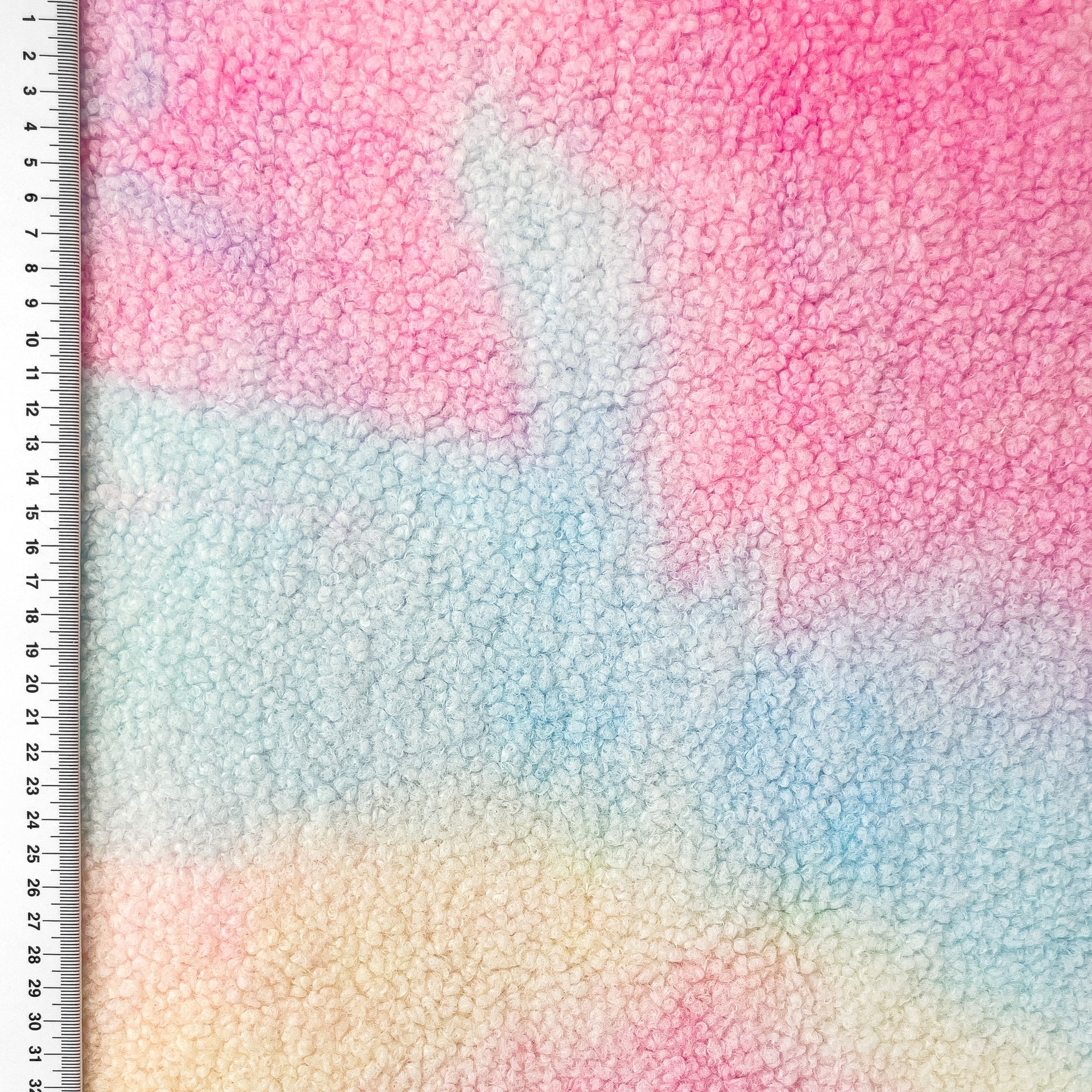 Sherpa Teddy Fleece Stoff - Regenbogen Tie Dye - Bunt