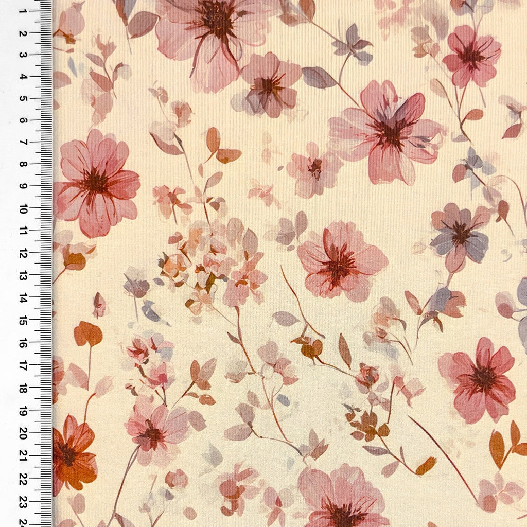 Jersey Viskose Digitaldruck - Florales Muster - beige